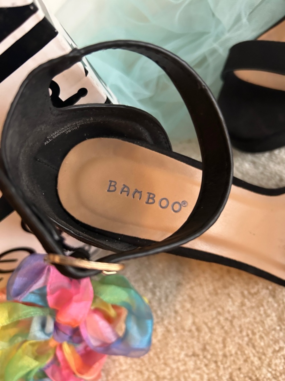 BAMBOO Embellished Ankle-Strap Wedge Sandals Black - Picture 2 of 12